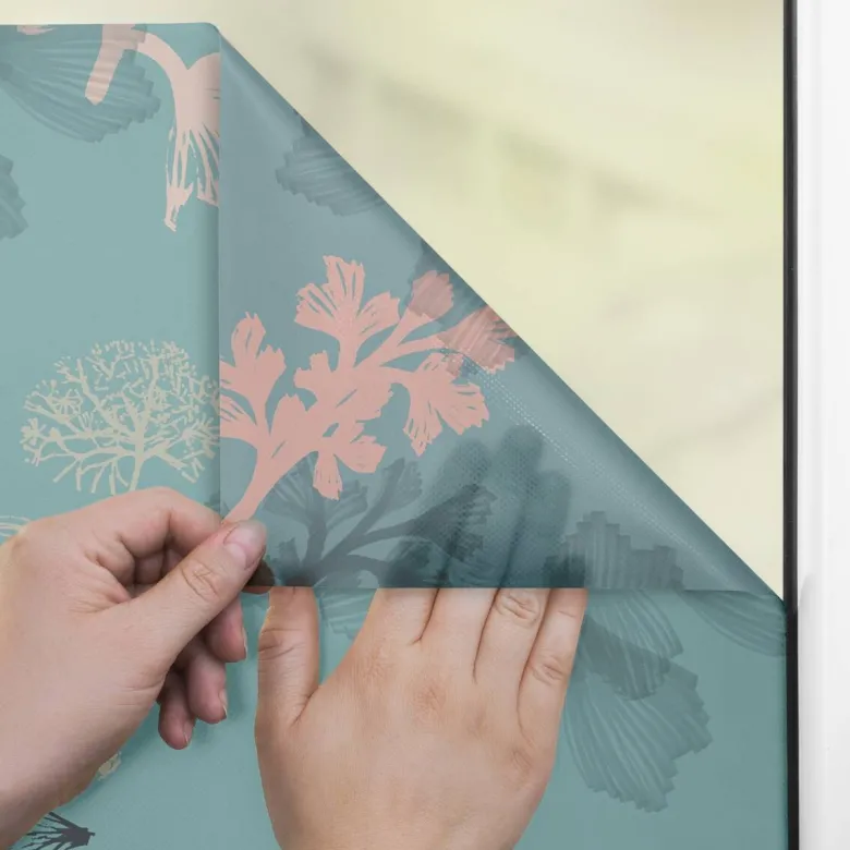 LICHTBLICK Fensterfolie Aqua Floral Floral Aqua Floral blau B/L: ca. 100x180 cm