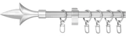LICHTBLICK Gardinenstange Lilie silber Metall D: ca. 0,16 cm ausziehbar von ca. 130 bis 240 cm 1.0 Läufe