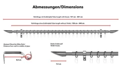 LICHTBLICK Gardinenstange Lipstick Chrom Metall D: ca. 2 cm ausziehbar von ca. 130 bis 240 cm 1.0 Läufe