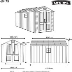 Lifetime Gerätehaus Utah grau B/H/L: ca. 206,2x264,4x426,5 cm