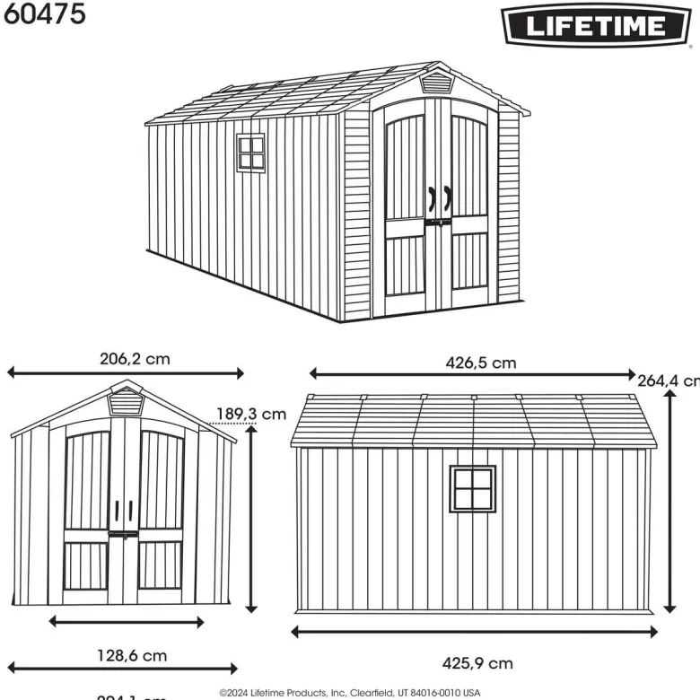 Lifetime Gerätehaus Utah grau B/H/L: ca. 206,2x264,4x426,5 cm