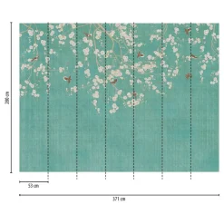 Livingwalls Fototapete Blütenzweig blau beige creme B/L: ca. 280x371 cm