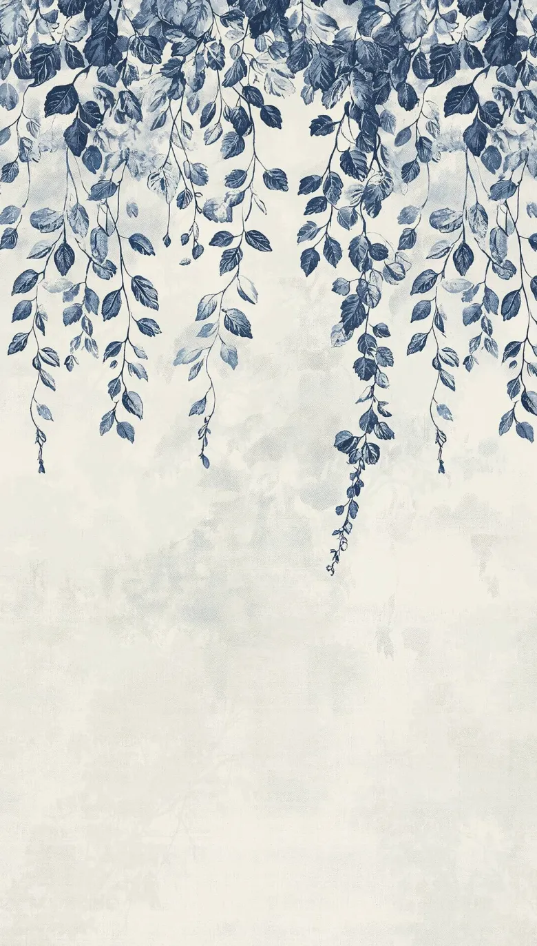 Livingwalls Fototapete Blätter creme weiß blau B/L: ca. 280x159 cm
