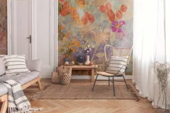 Livingwalls Fototapete Blumen orange lila bunt B/L: ca. 280x371 cm