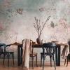 Livingwalls Fototapete Blumen bunt grau blau B/L: ca. 280x371 cm