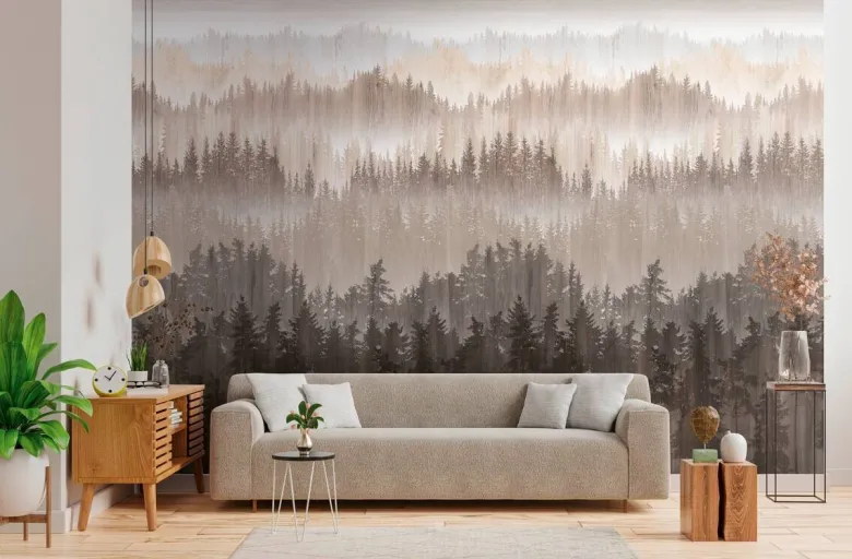 Livingwalls Fototapete Bäume braun beige creme B/L: ca. 280x159 cm