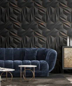 Livingwalls Fototapete 3D-Optik gold anthrazit B/L: ca. 280x159 cm