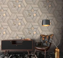 Livingwalls Fototapete 3D-Optik bronze grau taupe B/L: ca. 280x159 cm