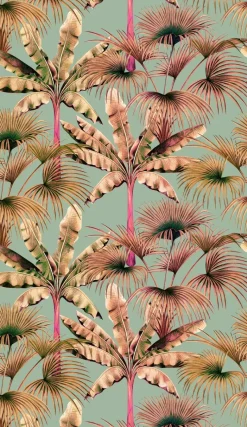 Livingwalls Fototapete Dschungel rosa beige blau B/L: ca. 280x159 cm