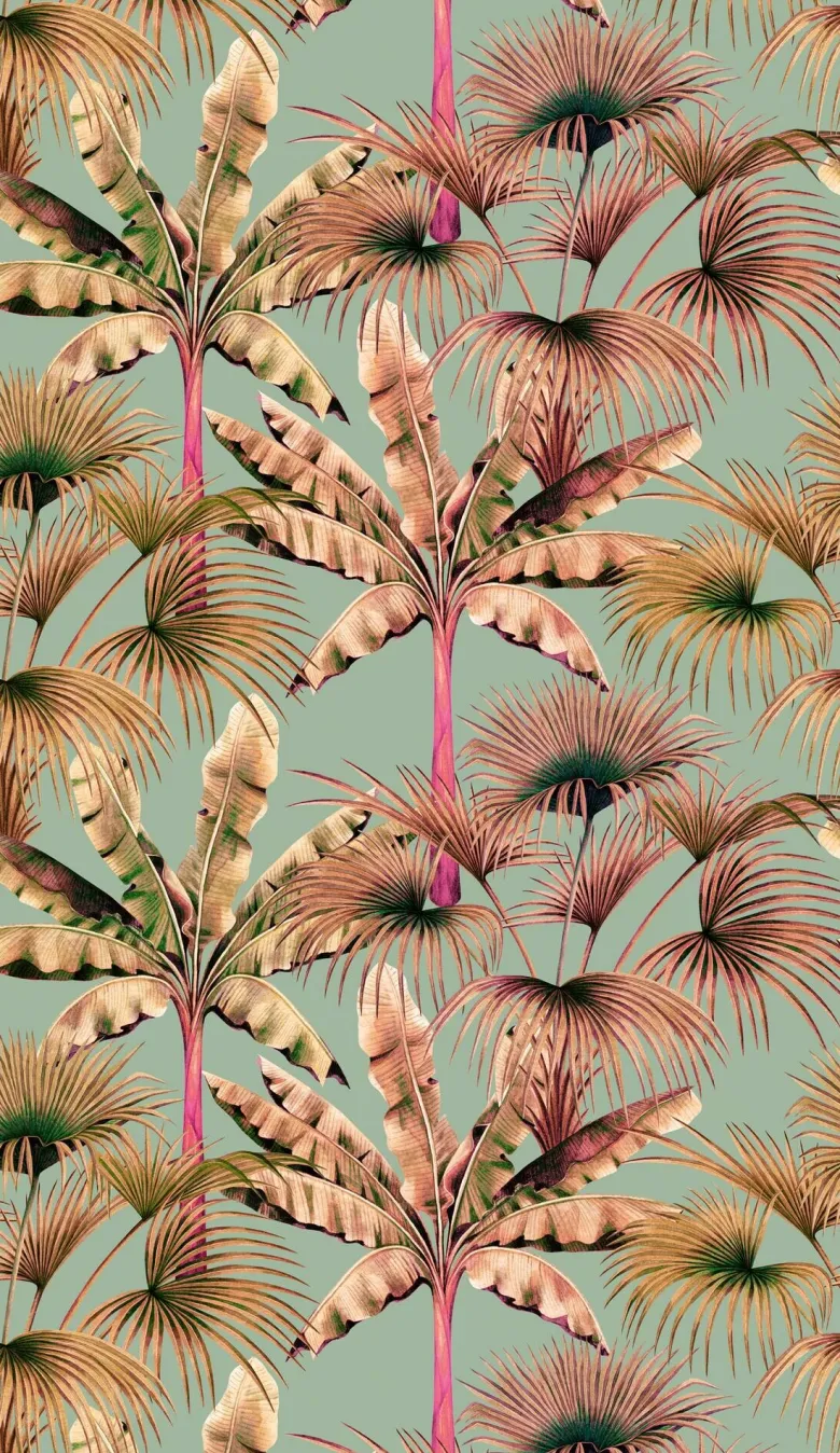 Livingwalls Fototapete Dschungel rosa beige blau B/L: ca. 280x159 cm