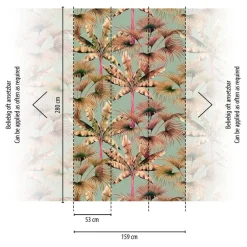 Livingwalls Fototapete Dschungel rosa beige blau B/L: ca. 280x159 cm