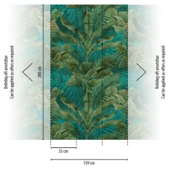 Livingwalls Fototapete Dschungel grün blau B/L: ca. 280x159 cm