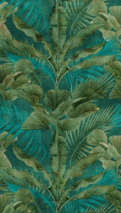 Livingwalls Fototapete Dschungel grün blau B/L: ca. 280x159 cm