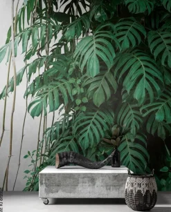 Livingwalls Fototapete Dschungel grün grau B/L: ca. 280x371 cm