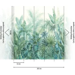 Livingwalls Fototapete Dschungel blau grün creme B/L: ca. 280x265 cm