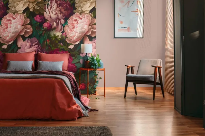 Livingwalls Fototapete Floral rot rosa pink B/L: ca. 280x159 cm