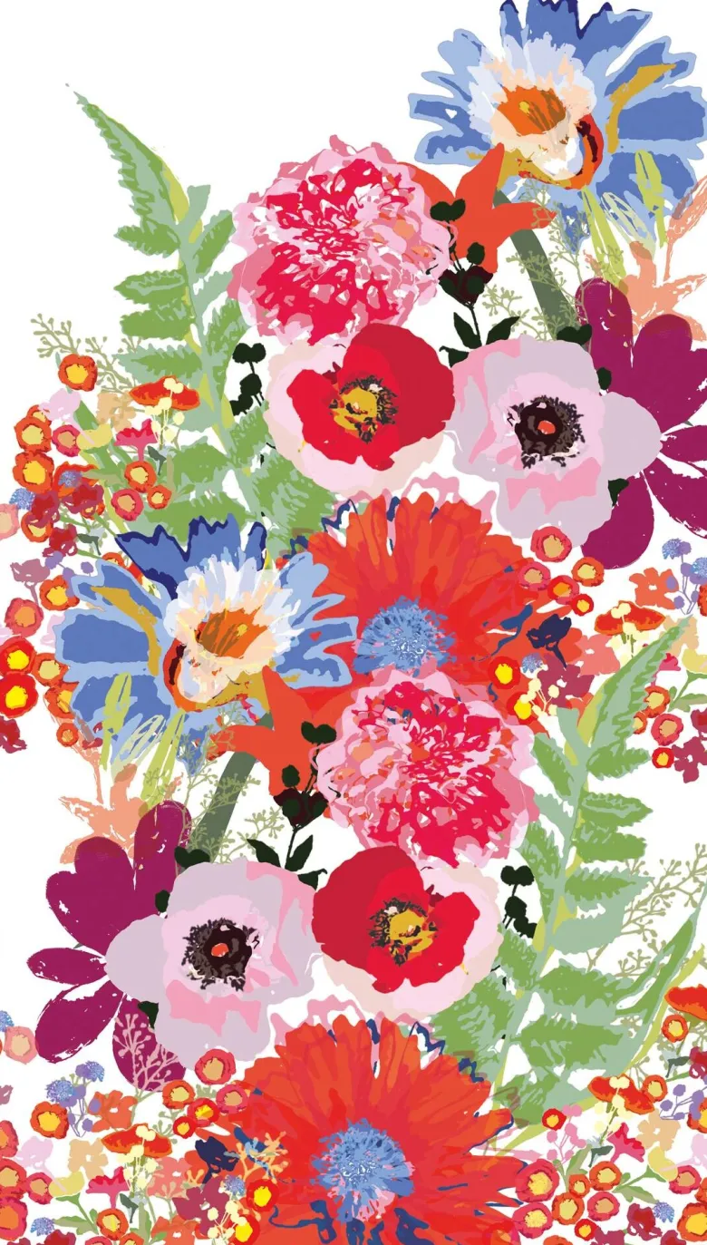 Livingwalls Fototapete Floral rot bunt weiß B/L: ca. 280x159 cm