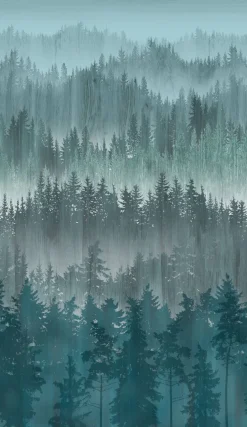 Livingwalls Fototapete Natur grau petrol blau B/L: ca. 280x159 cm