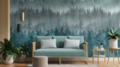 Livingwalls Fototapete Natur grau petrol blau B/L: ca. 280x159 cm