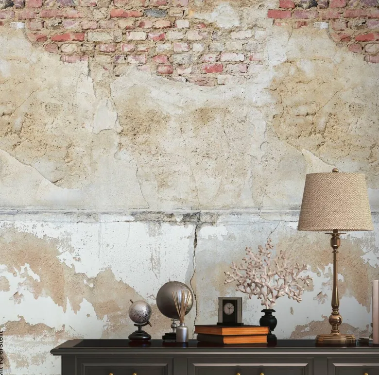 Livingwalls Fototapete Steinoptik grau beige braun B/L: ca. 280x159 cm