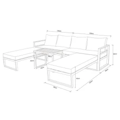 Loungeset Bilbao schwarz Stahl