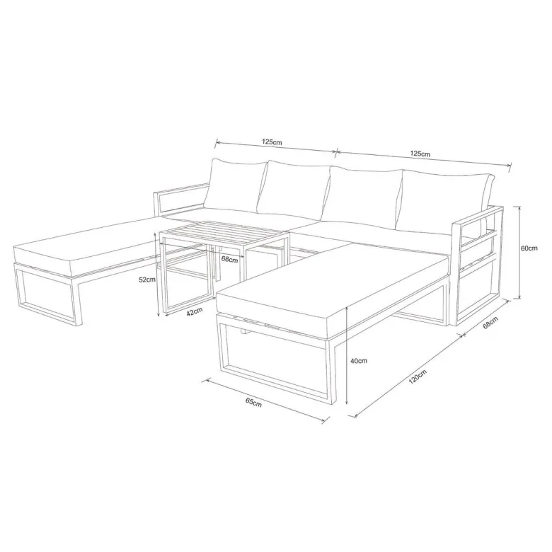 Loungeset Bilbao schwarz Stahl