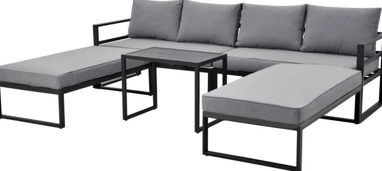 Loungeset Bilbao schwarz Stahl