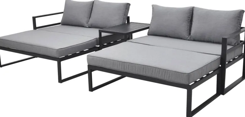 Loungeset Bilbao schwarz Stahl