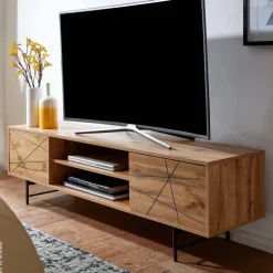 Lowboard Eiche Nachbildung schwarz pulverbeschichtet B/H/T: ca. 160x45x40 cm