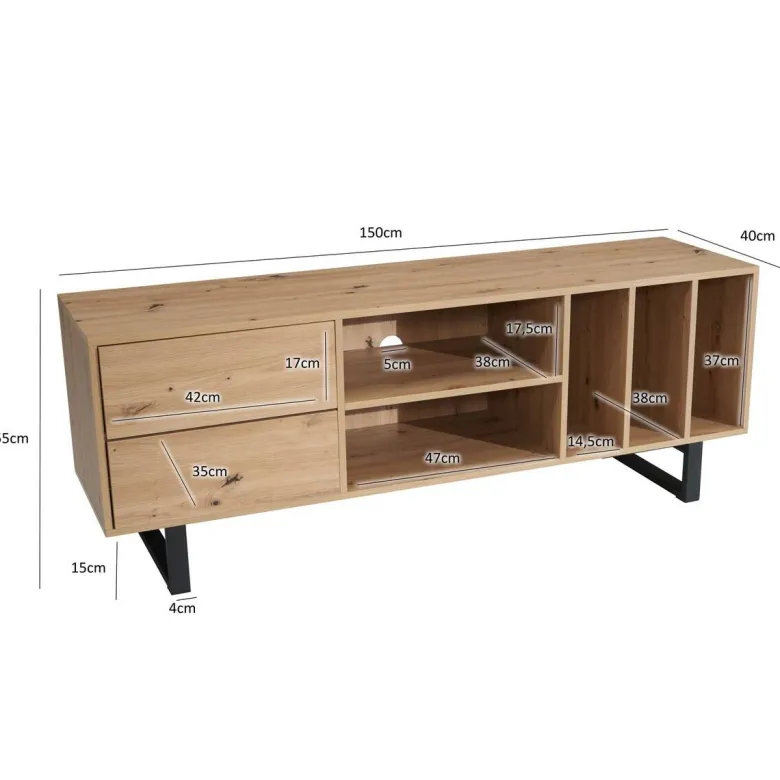Lowboard Eiche Optik B/H/T: ca. 150x55x40 cm