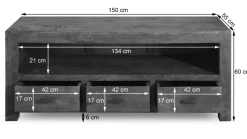 Lowboard Genua Akazie dunkel B/H/T: ca. 150x60x55 cm