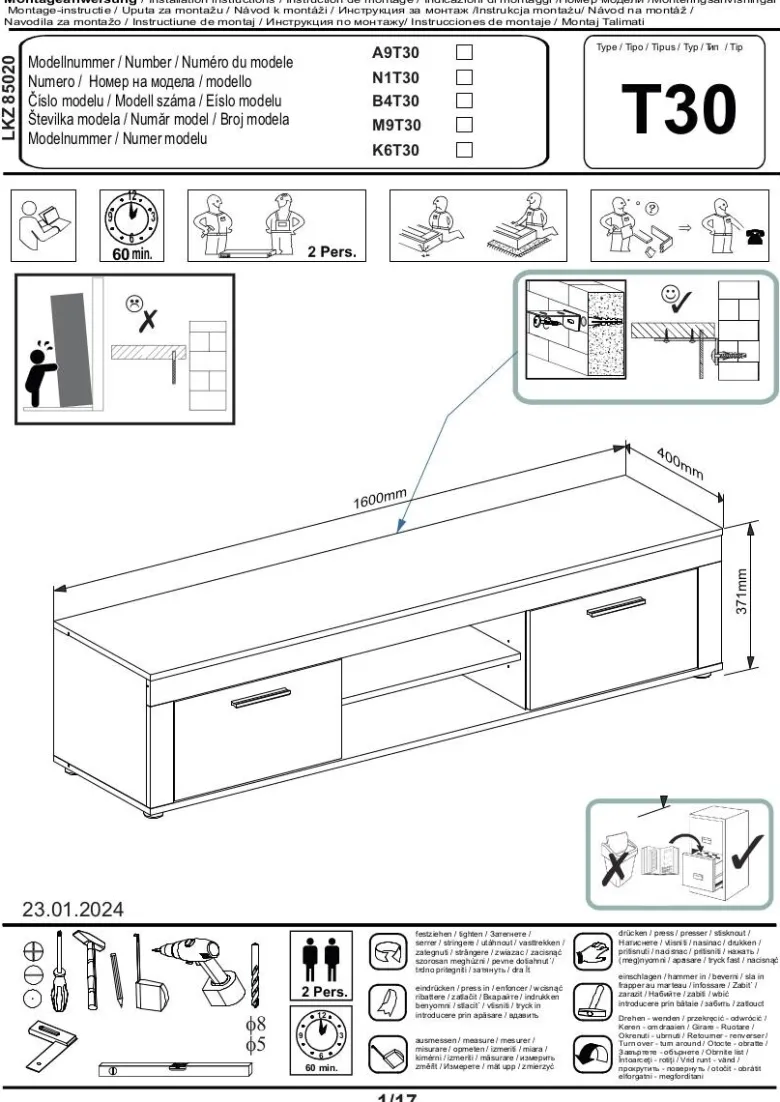 Lowboard Jam Eiche Wotan Nachbildung weiß B/H/T: ca. 160x37x40 cm