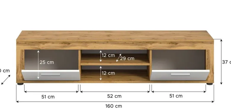 Lowboard Jam Eiche Wotan Nachbildung weiß B/H/T: ca. 160x37x40 cm