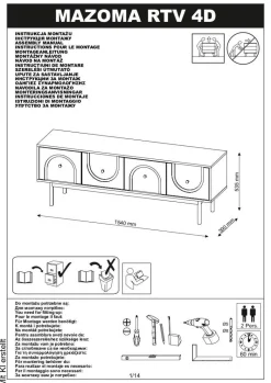 Lowboard MAZOMA Eiche Kaschmirgrau Nachbildung gold Optik B/H/T: ca. 154x53,5x39 cm