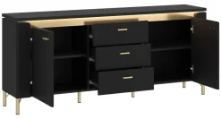 Lowboard Norica schwarz matt gold Optik B/H/T: ca. 155x70x40 cm