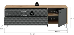 Lowboard PRISMA Artisan Oak Nachbildung anthrazit matt B/H/T: ca. 164x56x40 cm