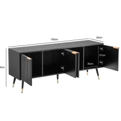 Lowboard schwarz B/H/T: ca. 150x60x39 cm