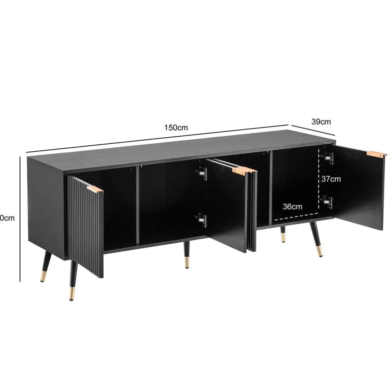 Lowboard schwarz B/H/T: ca. 150x60x39 cm
