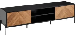 Lowboard schwarz Eiche dunkel Nachbildung schwarz pulverbeschichtet B/H/T: ca. 163x45x40 cm