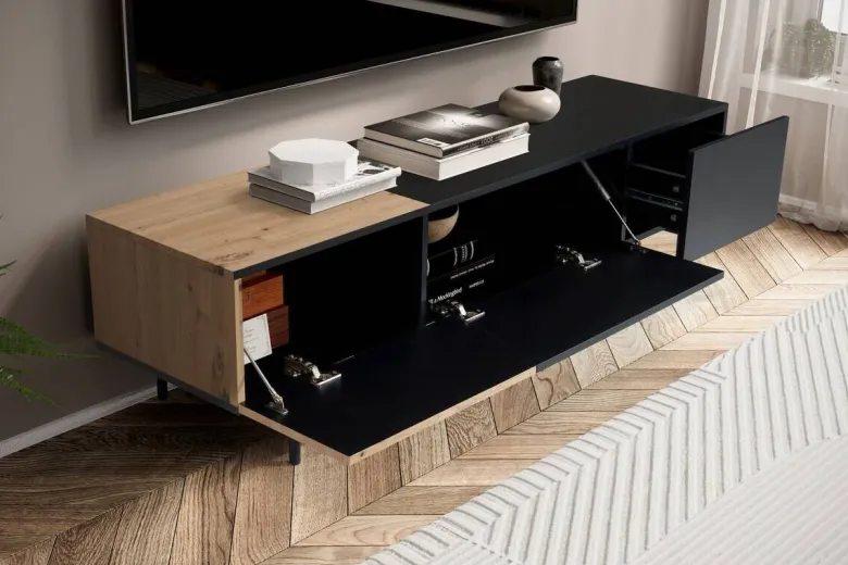 Lowboard schwarz Eiche Optik B/H/T: ca. 150x40x40 cm