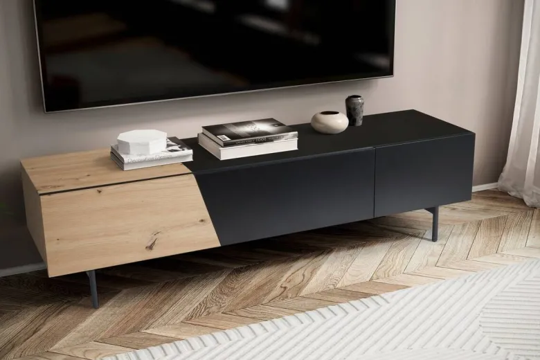 Lowboard schwarz Eiche Optik B/H/T: ca. 150x40x40 cm