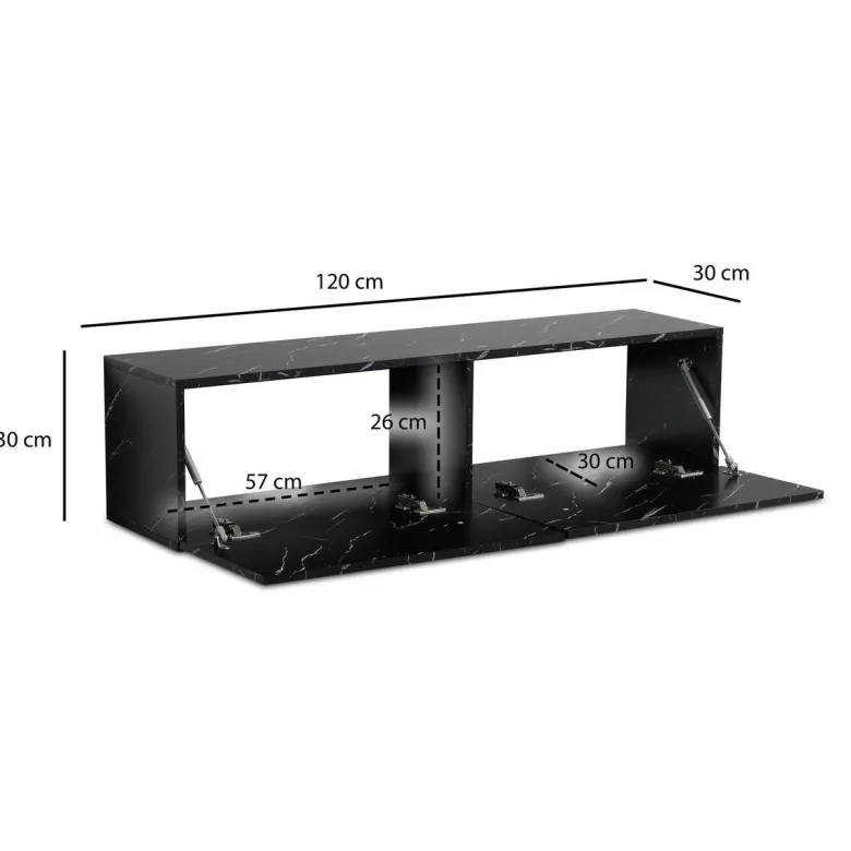 Lowboard schwarz Marmor Optik B/H/T: ca. 120x30x30 cm