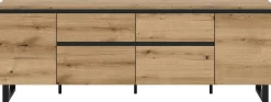 Lowboard Tomasa Evoke Oak Nachbildung schwarz B/H/T: ca. 188x65x36 cm