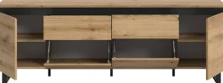 Lowboard Tomasa Evoke Oak Nachbildung schwarz B/H/T: ca. 188x65x36 cm