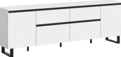 Lowboard Tomasa weiß schwarz B/H/T: ca. 188x65x36 cm