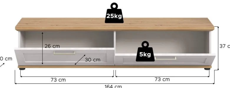 Lowboard VERONA Lärche Nachbildung Eiche Nachbildung B/H/T: ca. 164x37x40 cm