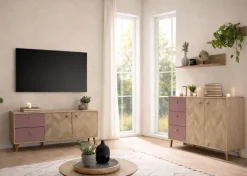 Lowboard Visby Eiche Nachbildung mauve B/H/T: ca. 109x44,1x33,05 cm
