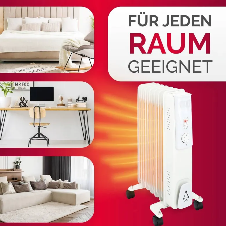 Ölradiator weiß Metall B/H/L: ca. 23,5x55x33 cm ca. 1500 W