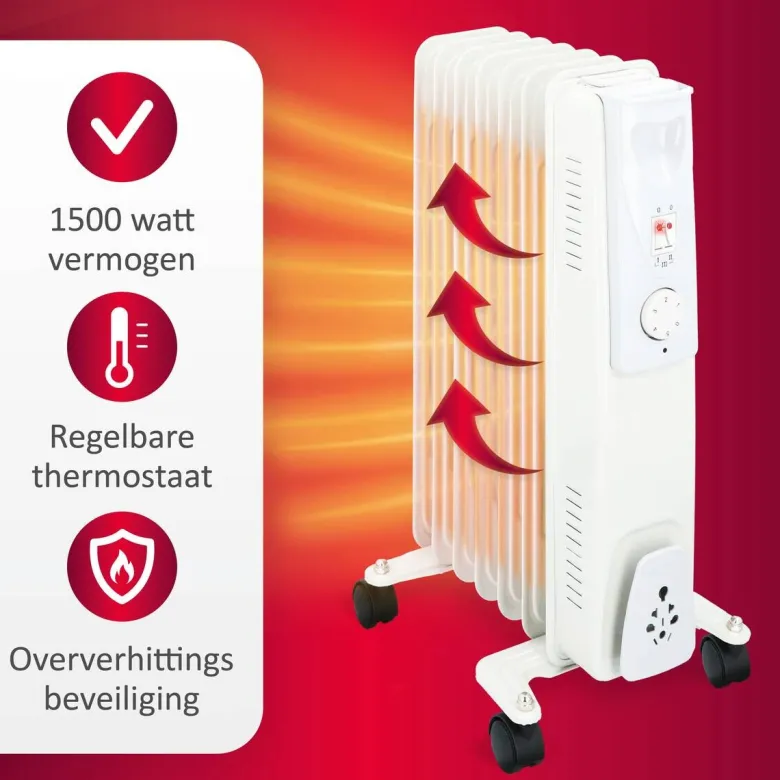 Ölradiator weiß Metall B/H/L: ca. 23,5x55x33 cm ca. 1500 W