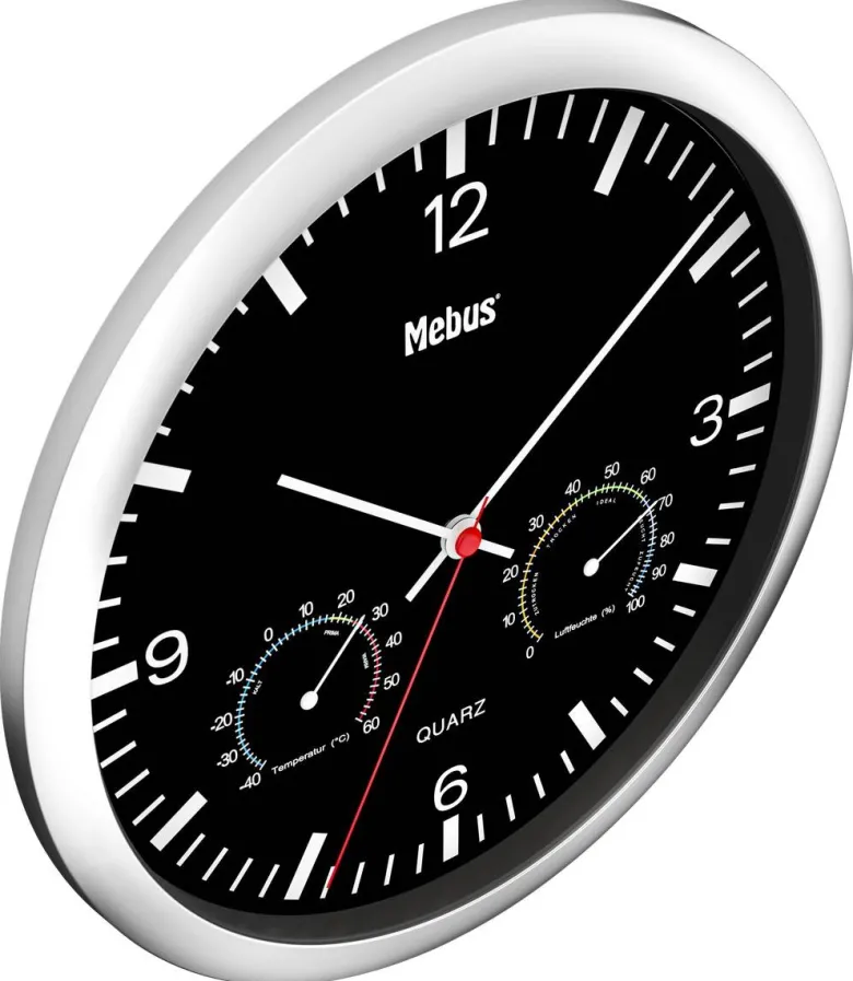 Mebus Wanduhr schwarz D: ca. 25 cm